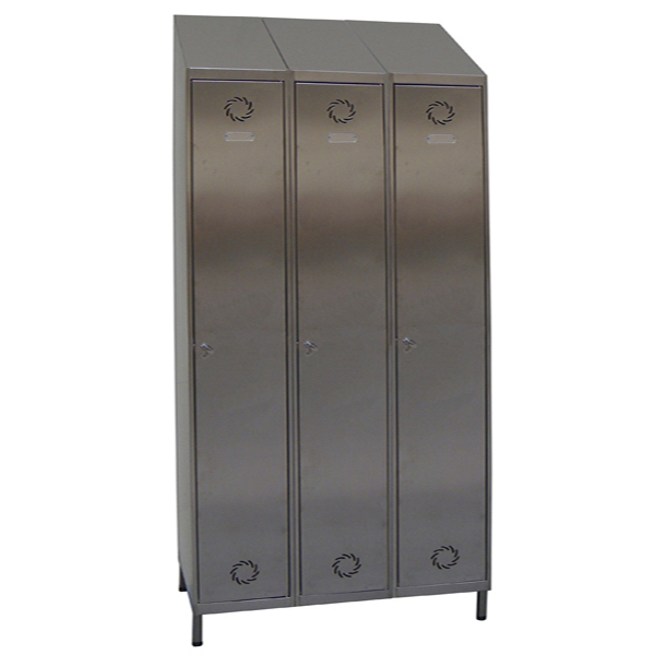 Taquilla metálica acero inoxidable 3 cuerpos 1+1+1 puerta de 400mm