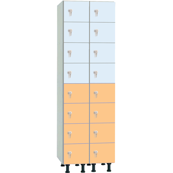 Taquilla melamina hidrófuga 2 cuerpos 8+8 puertas de 300mm