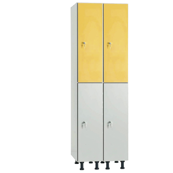 Taquilla melamina hid. puertas fenólicas 2 cuerpos 2+2 puertas de 300mm