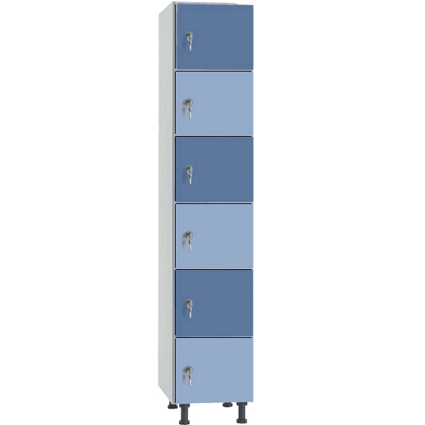 Taquilla melamina hid. puertas fenólicas 1 cuerpo 6 puertas de 400mm