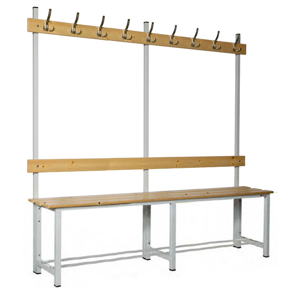 Comprar Banco vestuario con percha alto doble lamas de madera ej-banco d